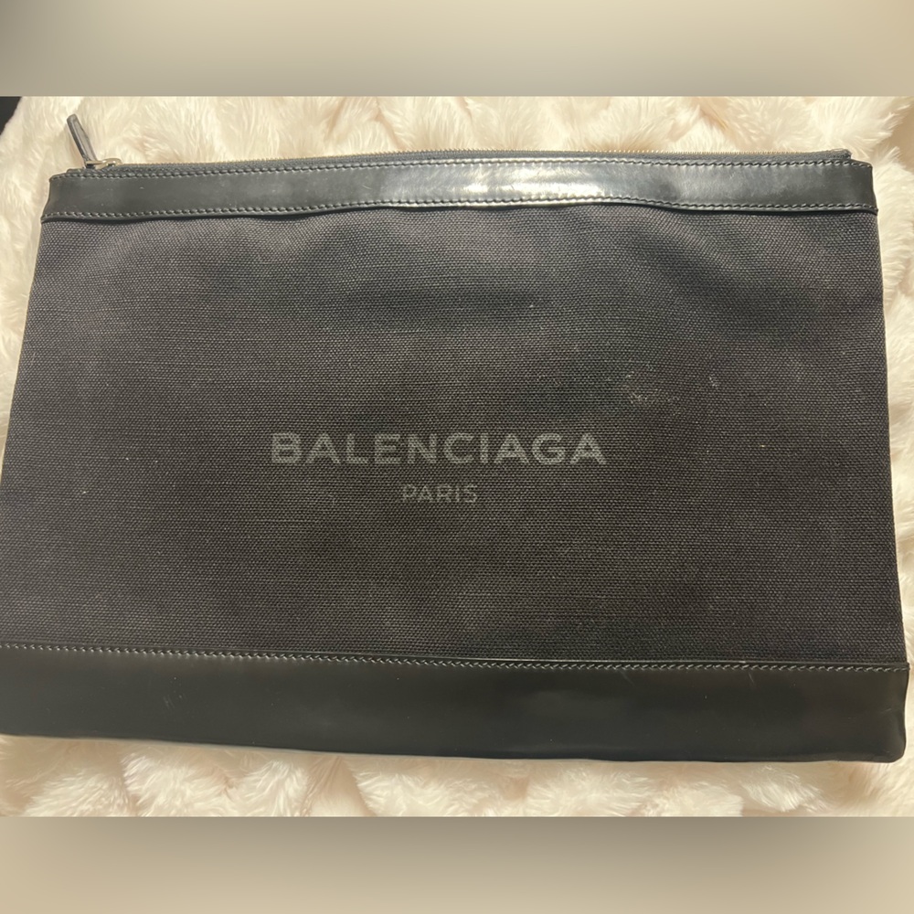 Authentic black Balenciga clutch bag.